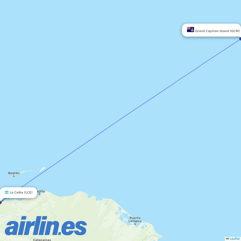 Cayman Airways from Goloson International destination map