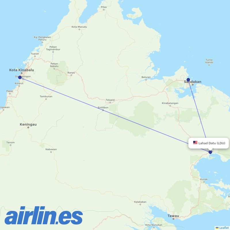Malaysia Airlines from Lahad Datu destination map