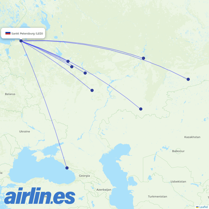 Pegas Fly from Pulkovo Airport destination map