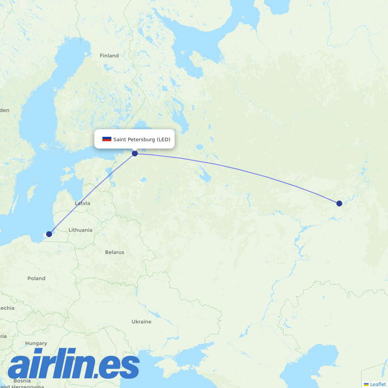 Izhavia (duplicate) from Pulkovo Airport destination map