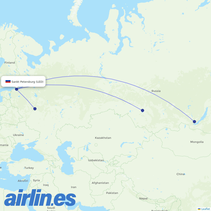 S7 Airlines from Pulkovo Airport destination map