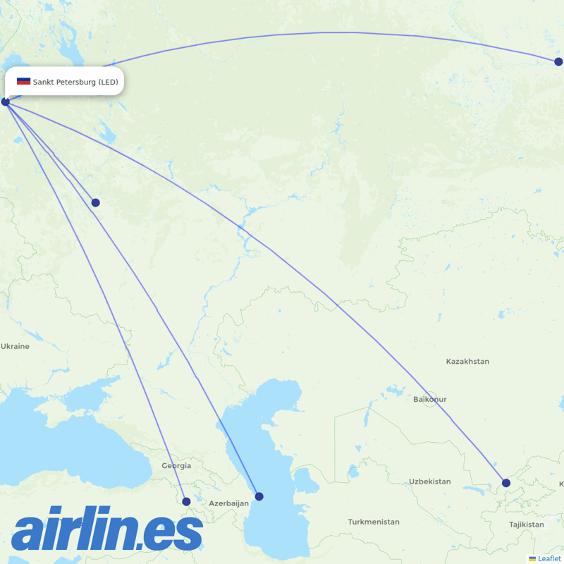 UTair from Pulkovo Airport destination map