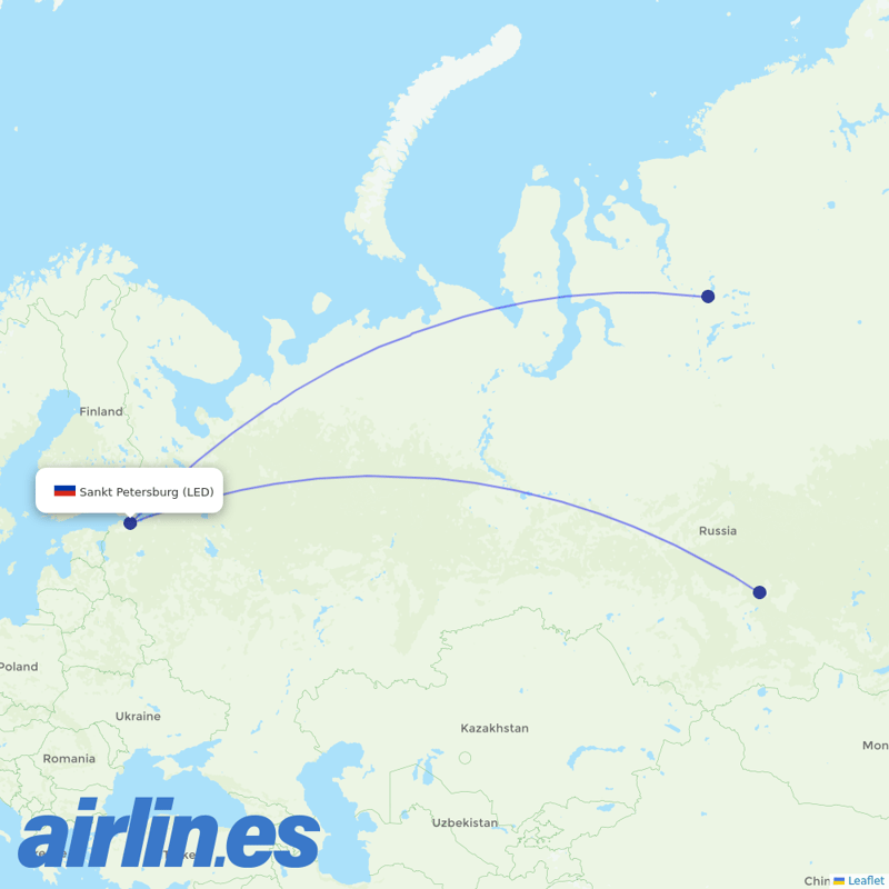 NordStar Airlines from Pulkovo Airport destination map