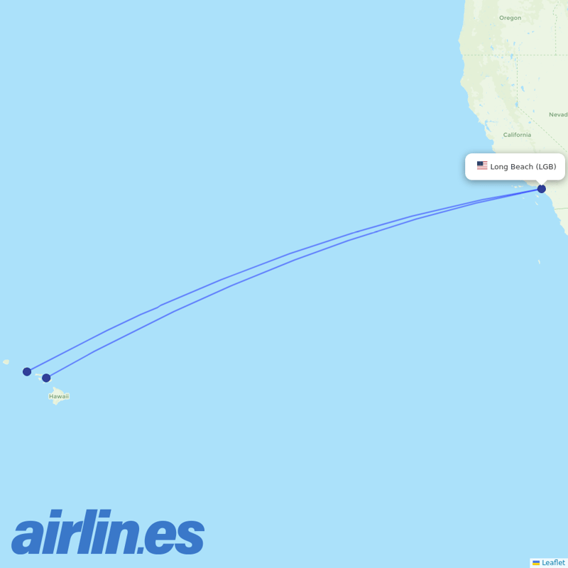 Hawaiian Airlines from Long Beach destination map