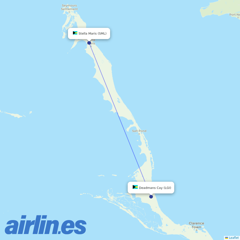Southern Air Charter from Deadmans Cay Airport destination map
