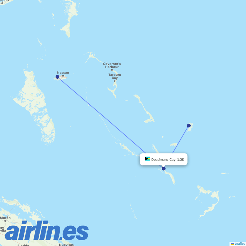 Bahamasair from Deadmans Cay Airport destination map