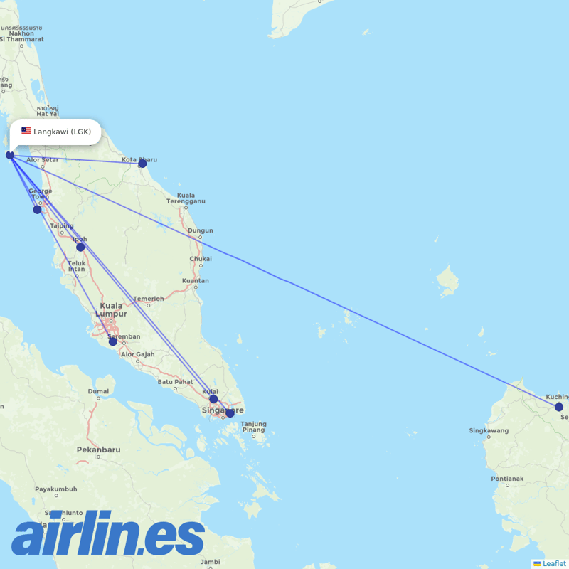 AirAsia from Langkawi destination map