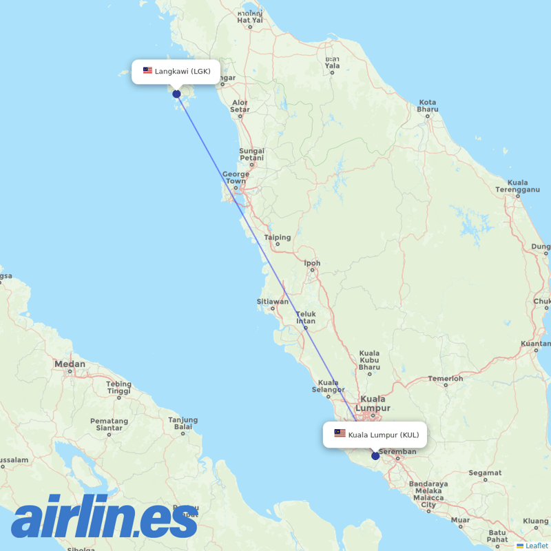 Malaysia Airlines from Langkawi destination map