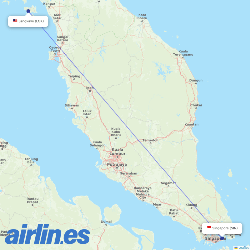 Scoot from Langkawi destination map