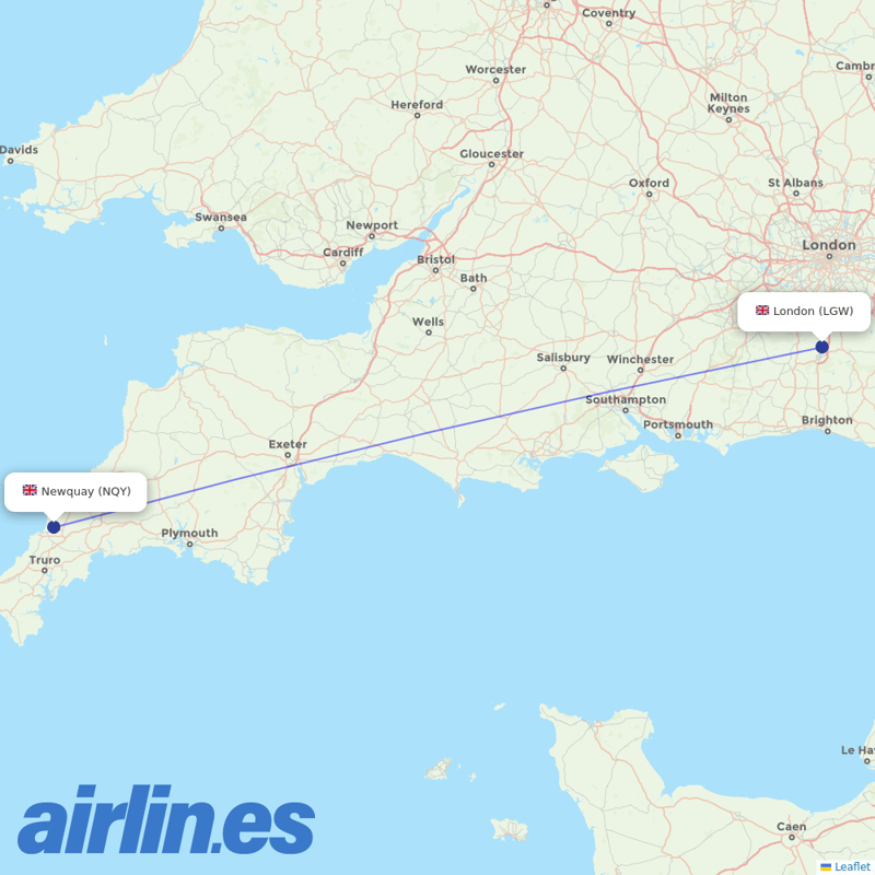 Eastern Airways from Gatwick destination map