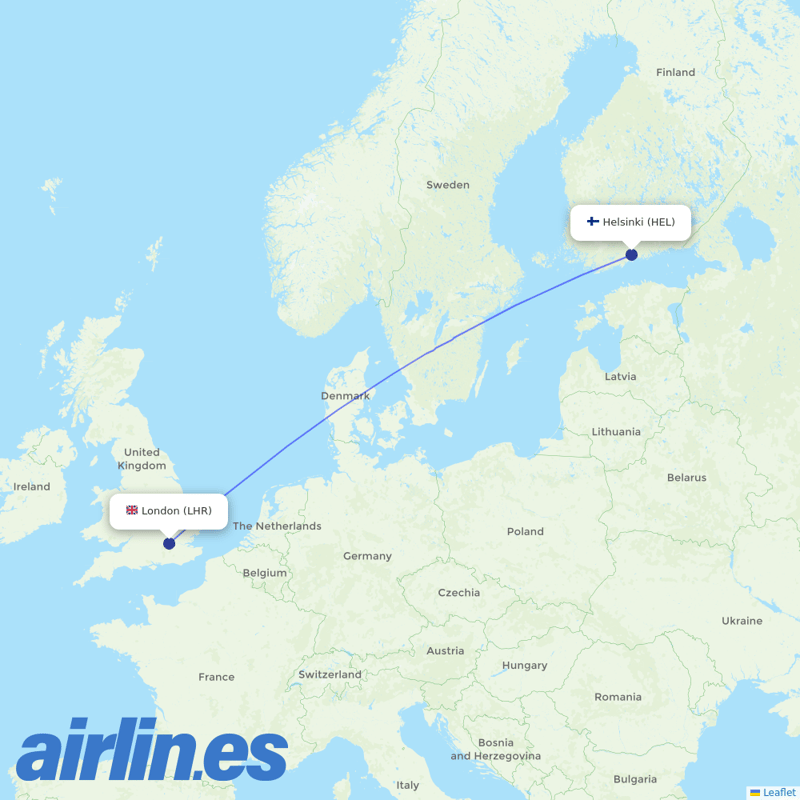 Finnair from Heathrow destination map