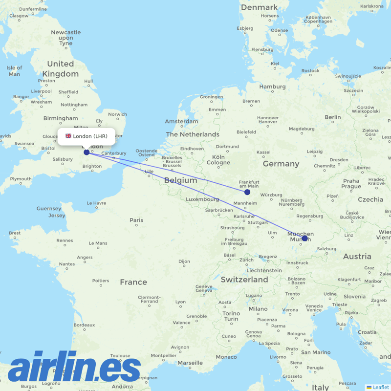 Lufthansa from Heathrow destination map