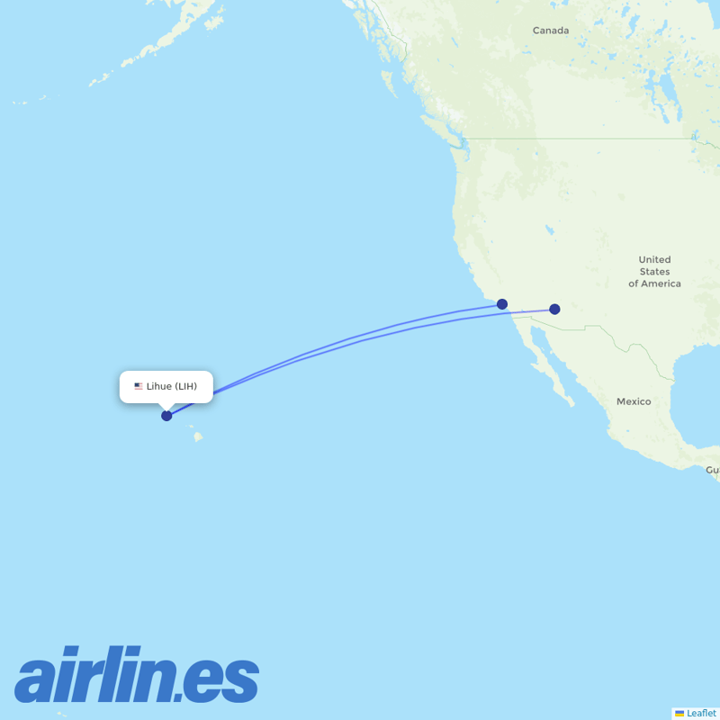 American Airlines from Lihue destination map