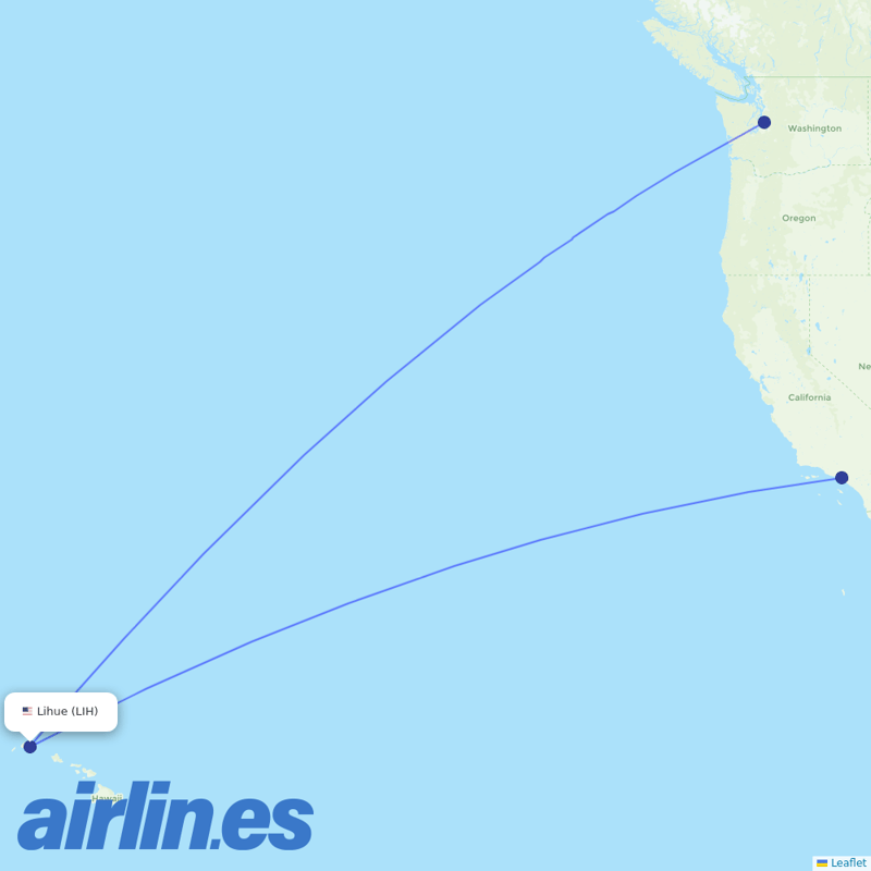 Delta Air Lines from Lihue destination map