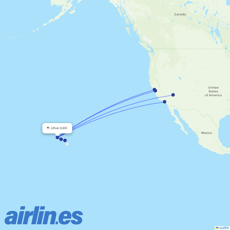 Southwest Airlines from Lihue destination map