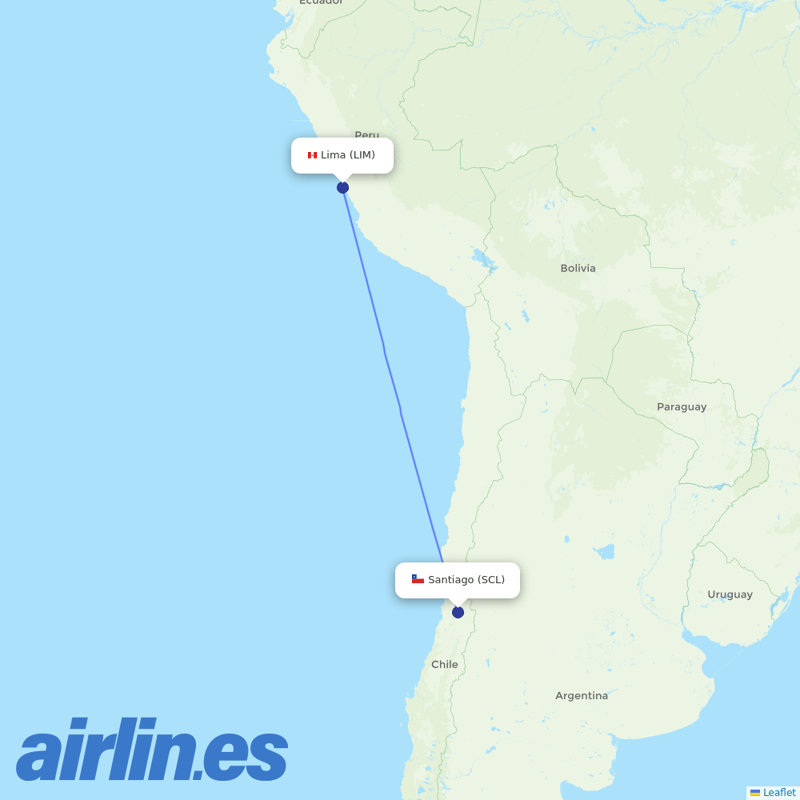 JetSMART from Jorge Chávez International Airport destination map