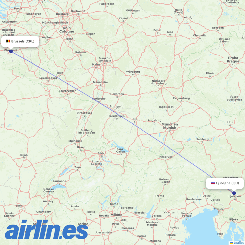 Wizz Air from Ljubljana destination map