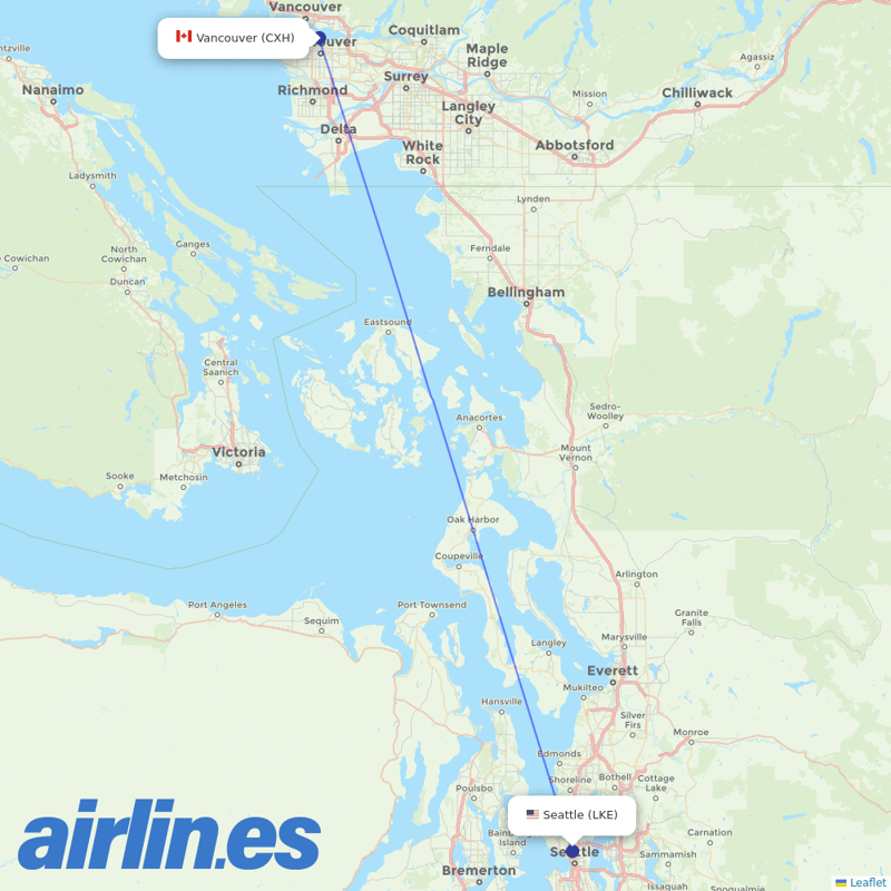 Harbour Air from Lake Union Sea Plane Base destination map