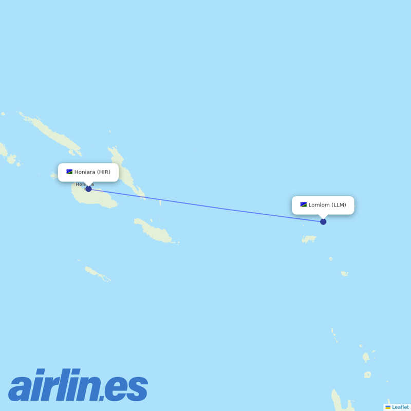 Solomon Airlines from Lomlom Airport destination map