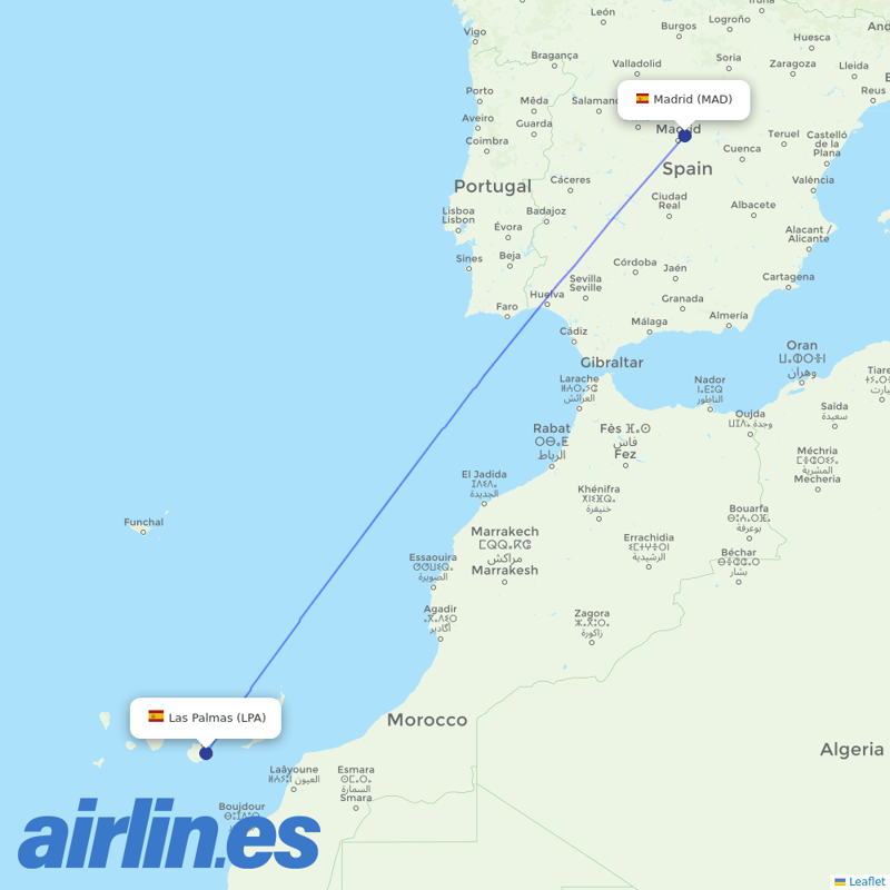 Iberia Express from Gran Canaria Airport destination map