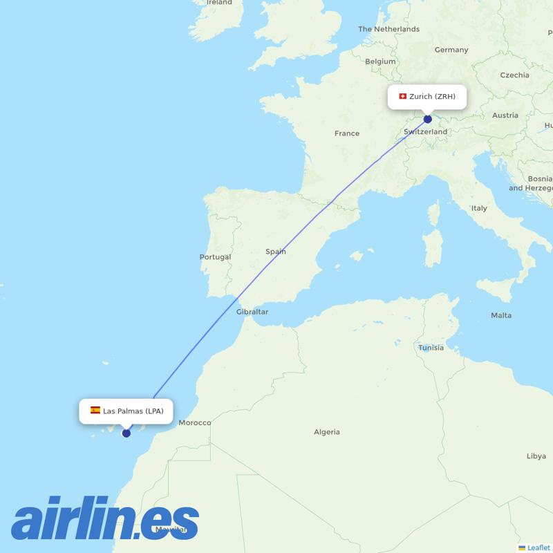 Edelweiss Air from Gran Canaria Airport destination map