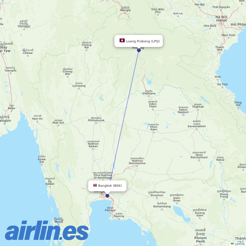 Bangkok Airways from Luang Prabang destination map