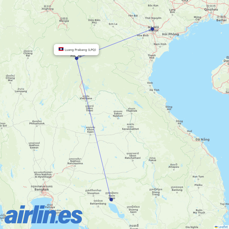 Vietnam Airlines from Luang Prabang destination map