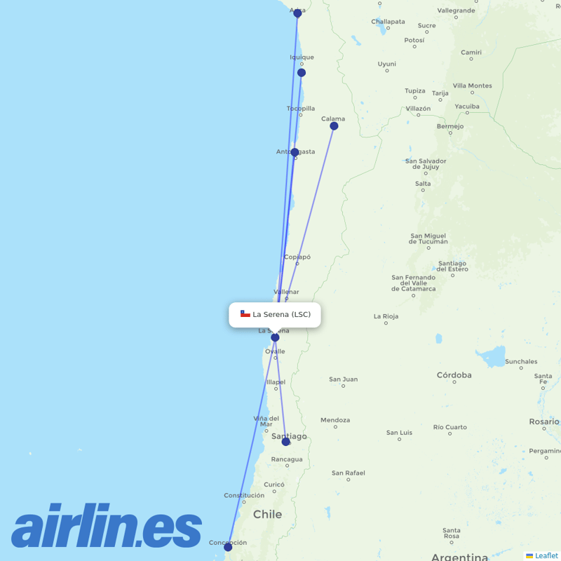 JetSMART from La Florida destination map