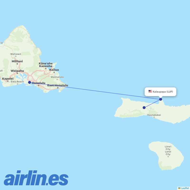 Southern Airways Express from Kalaupapa destination map