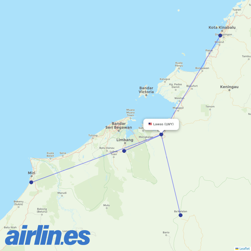 Malaysia Airlines from Lawas Airport destination map