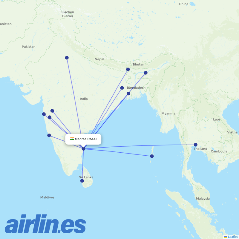 SpiceJet from Chennai International destination map