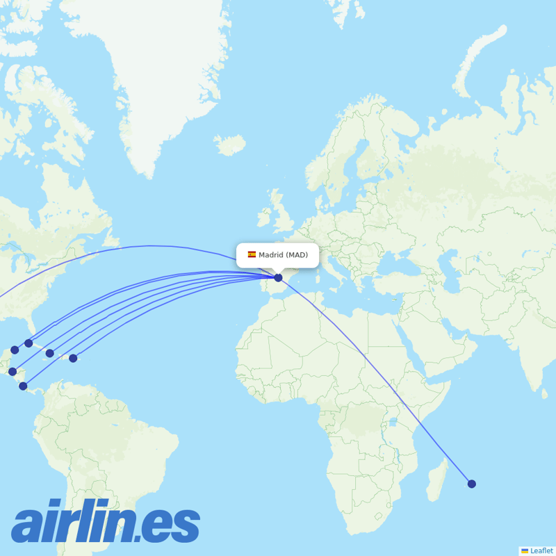 Evelop Airlines from Barajas destination map