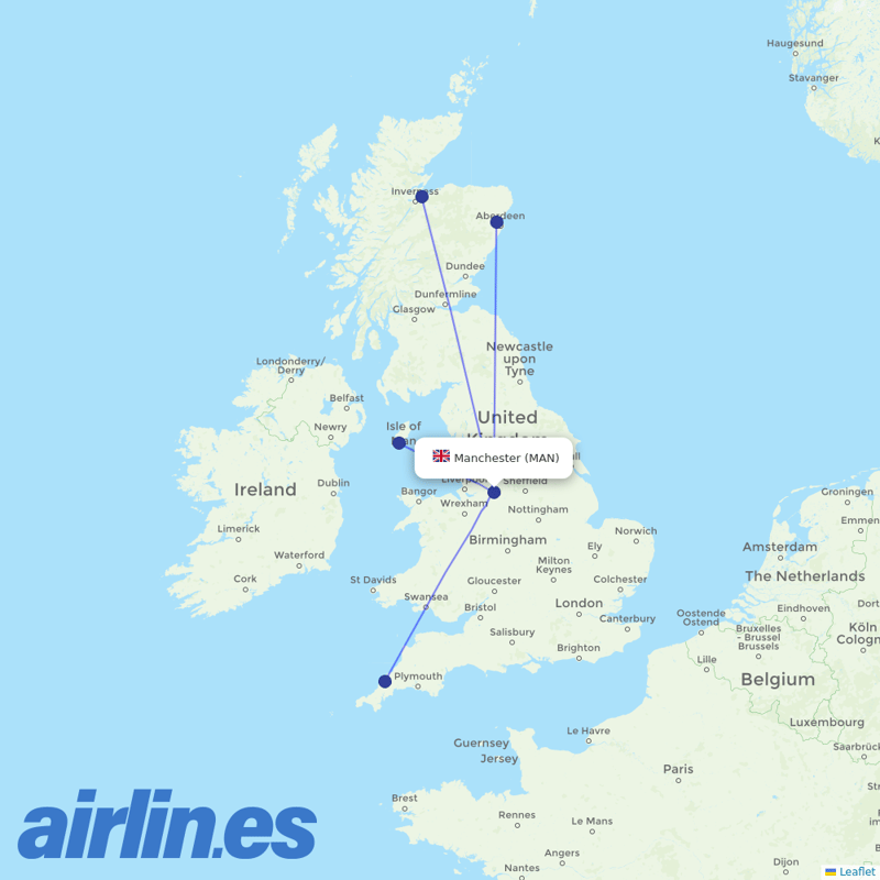 Loganair from Manchester Airport destination map