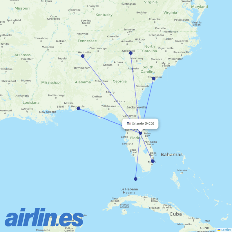 Silver Airways from Orlando International destination map
