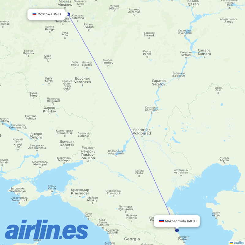 NordStar Airlines from Makhachkala Airport destination map