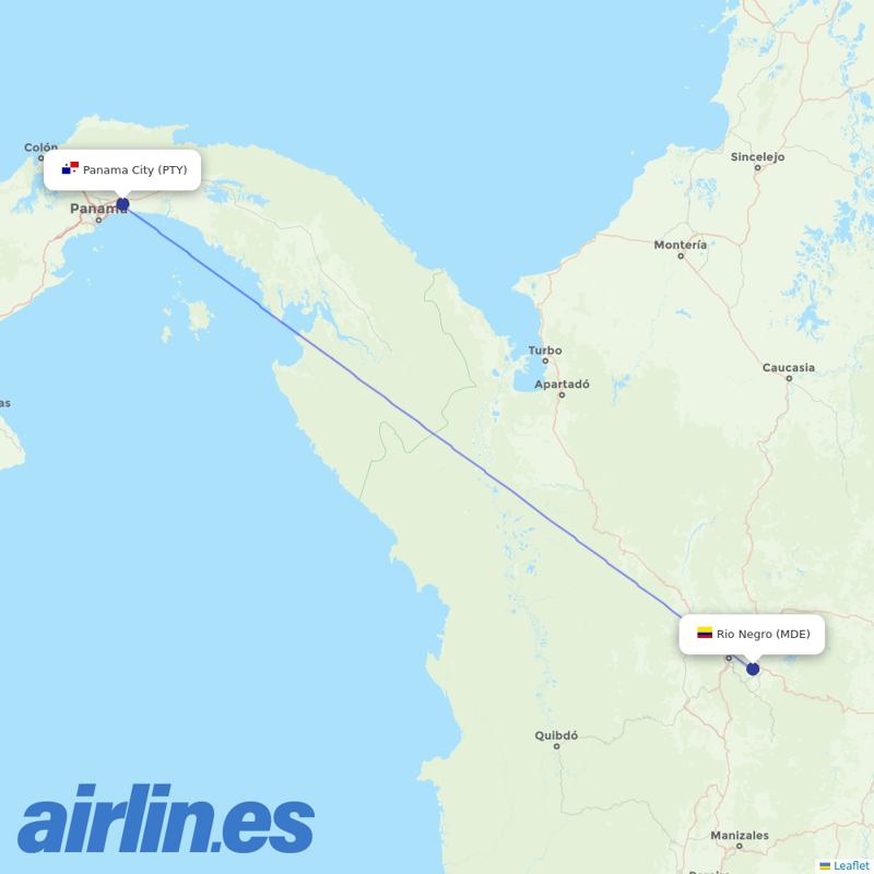 Copa Airlines from Jose Maria Cordova destination map