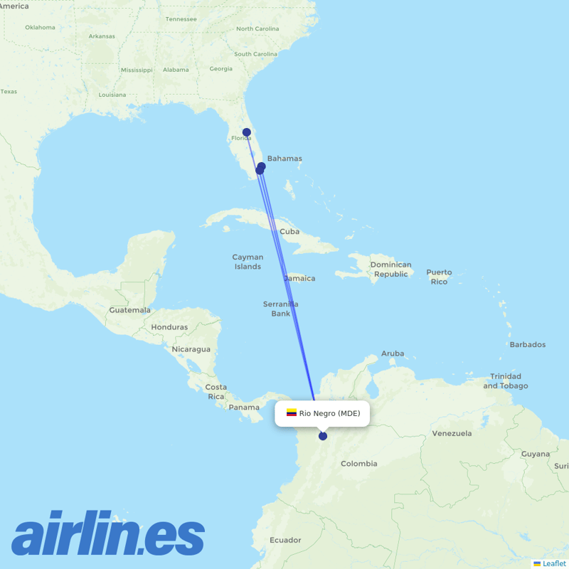 Spirit Airlines from Jose Maria Cordova destination map