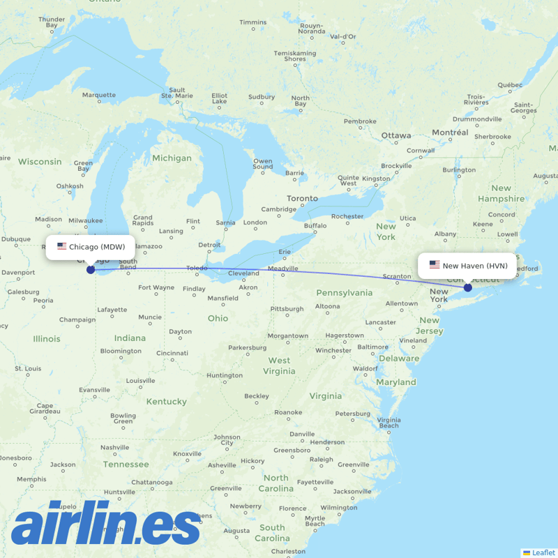 Xtra Airways from Chicago Midway International destination map