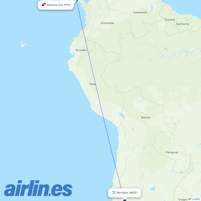 Copa Airlines from El Plumerillo destination map
