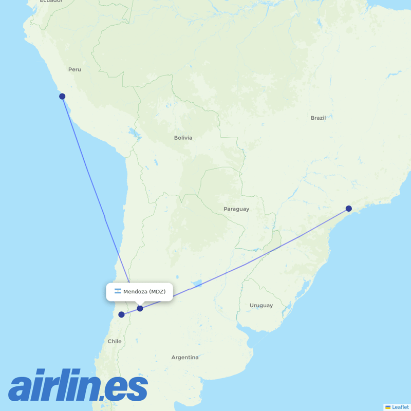LATAM Airlines from El Plumerillo destination map