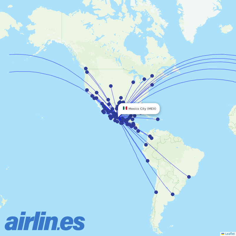 Aeromexico from Mexico City International Airport destination map
