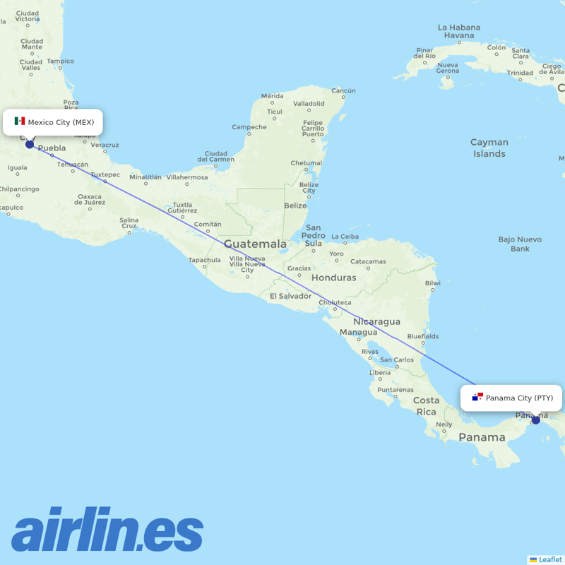 Copa Airlines from Mexico City International Airport destination map