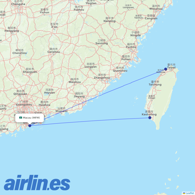 EVA Air from Macau International destination map