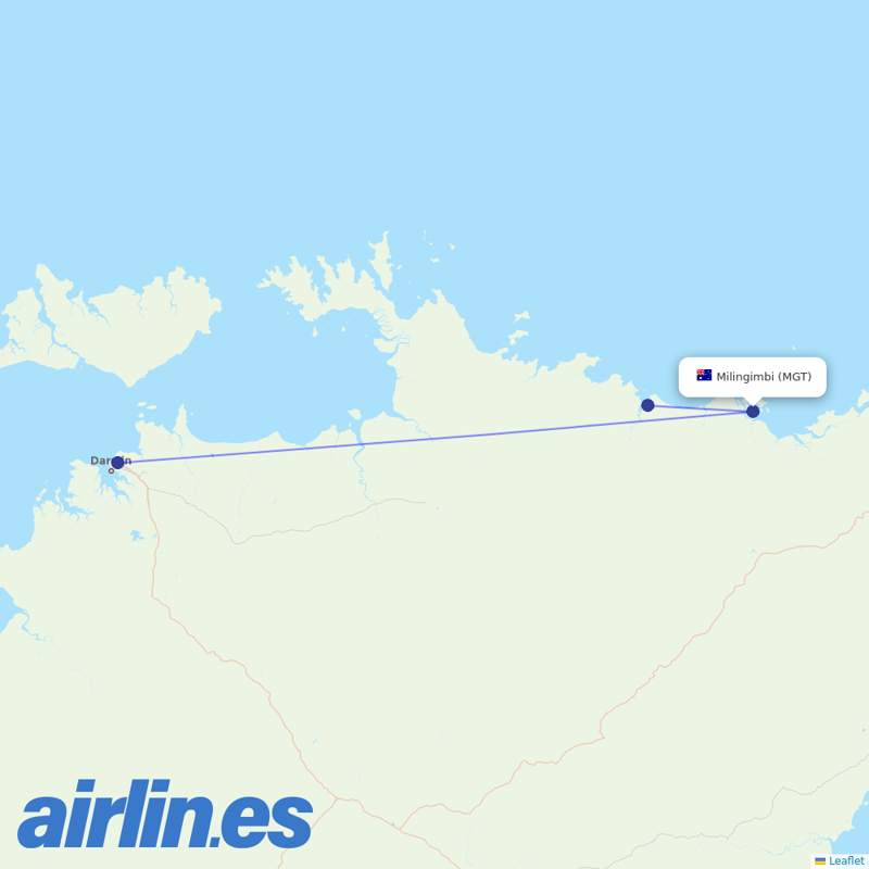 Airnorth from Milingimbi destination map