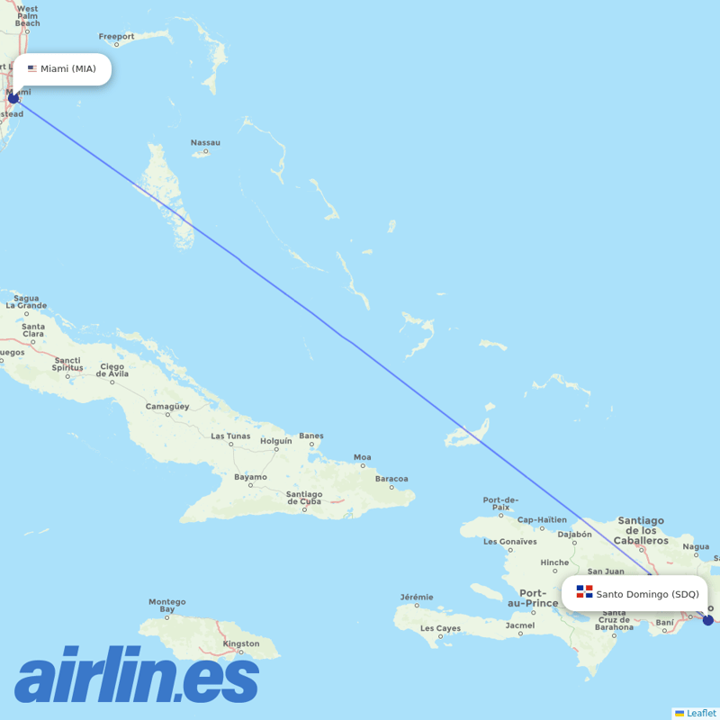 Atlantique Air from Miami International destination map