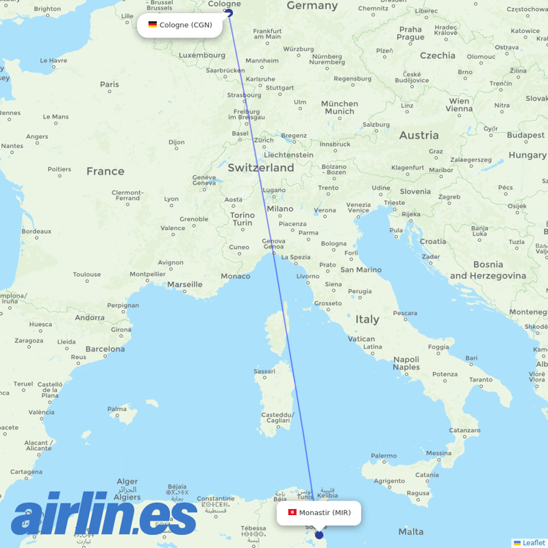 Eurowings from Habib Bourguiba International destination map