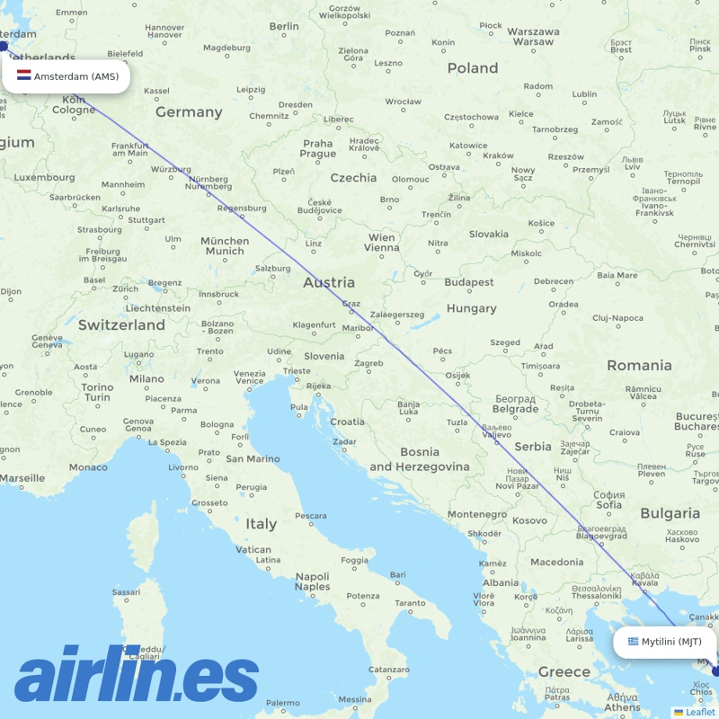 TUIfly Netherlands from Mitilini destination map