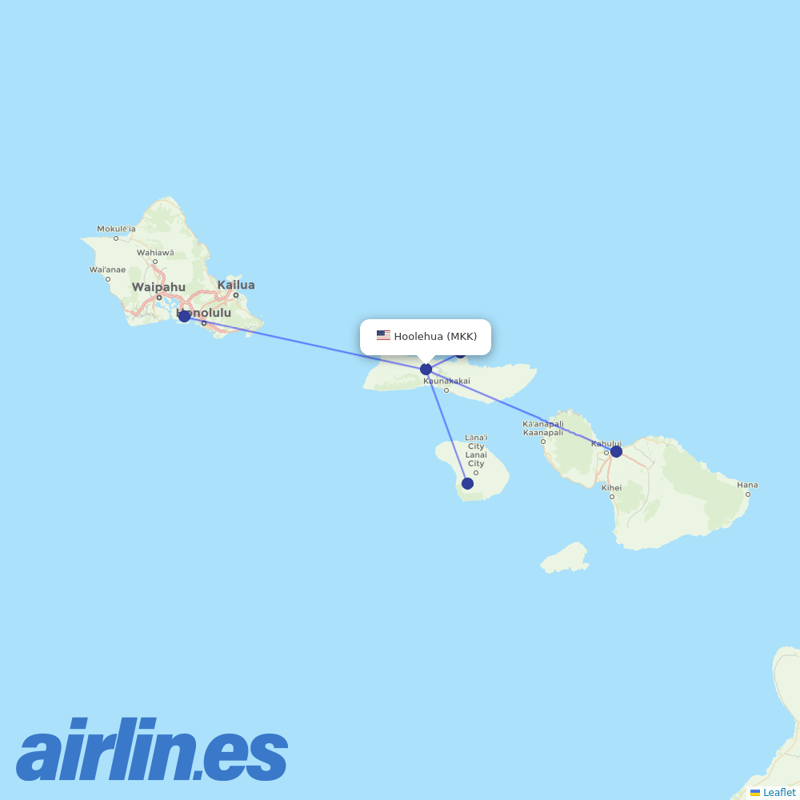 Southern Airways Express from Hoolehua destination map