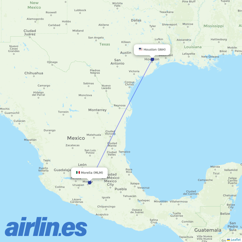 United Airlines from General Francisco J Mujica destination map