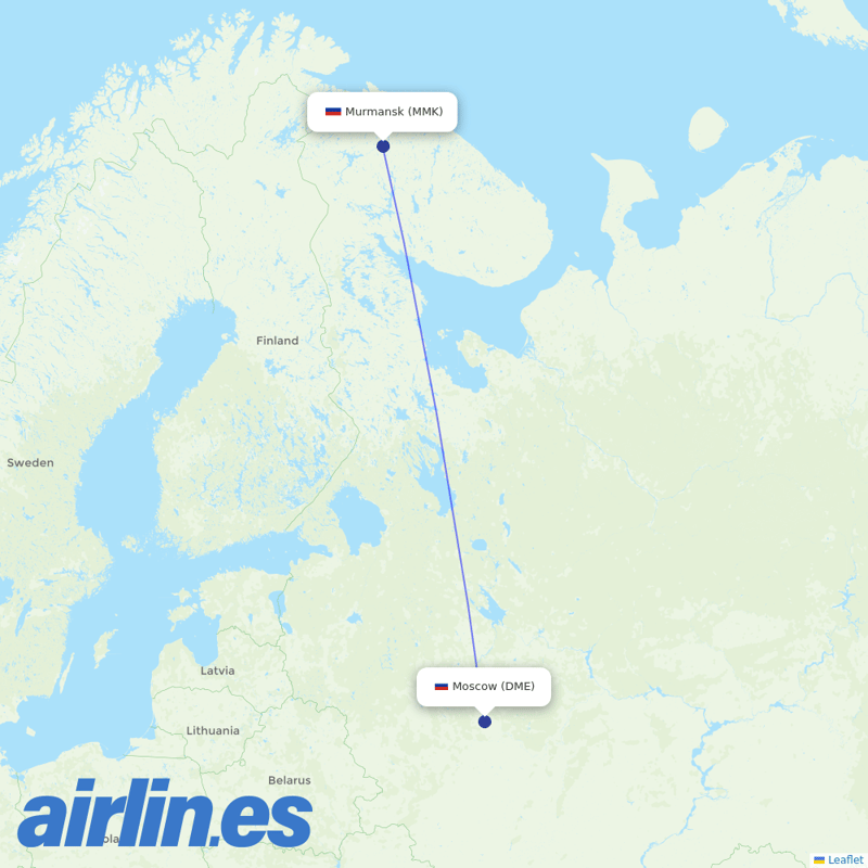 S7 Airlines from Murmansk destination map